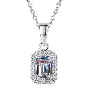 Emerald cut 1-Carat Necklace GRA Lab Certified D/VVS1 Moissanite Sterling Silver
